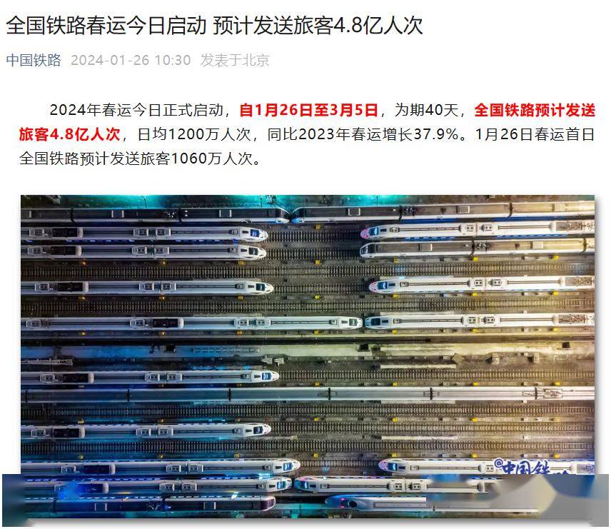 国铁集团：铁路五一假期旅客发送量累计已超1亿人次